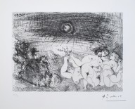 Pablo Picasso-Cavalier Surprenant des Femmes Dansant au Clair de Lune (Horsemen surprising women dan