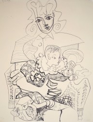 Pablo Picasso-Ines et son enfant (Ines and her Son)  1947 From the series Lithograph  42 50  1947