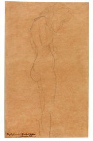 Gustav Klimt-Weiblicher Akt mit langen Haaren (Studie f�r Jurisprudenz). 190203.