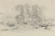 River Landscape with Buildings, Boats, and Figures-ZYGR57575