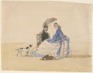 A Couple Seated on the Beach with Two Dogs-ZYGR66470
