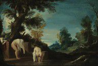 Guercino Landscape with Bathing Women 