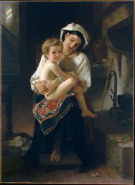 法国 威廉·布格罗 年轻的母亲凝视着她的孩子 