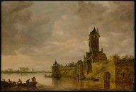 荷兰 Jan van Goyen 河边的城堡 