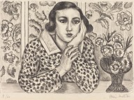 Young Girl Leaning against a Flowered Screen (Jeune fille accoudée au paravent fleuri)-ZYGR34799