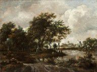 Meindert Hobbema-Landscape with Anglers and a Distant Town