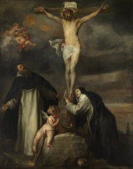 Anthony van Dyck - Christ at the cross with St Catharina of Siena, St Dominicus and an Angel