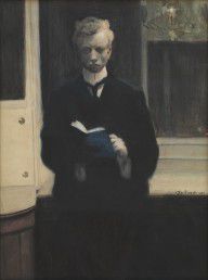 Leon Spilliaert - Self portrait with blue sketchbook
