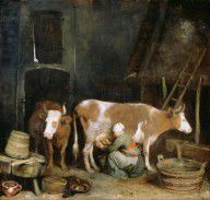 Gerard ter Borch (Dutch A Maid Milking a Cow in a Barn 