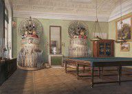 Hau, Edward Petrovich - Interiors of the Winter Palace. The Billiard Room of Emperor  Alexander I