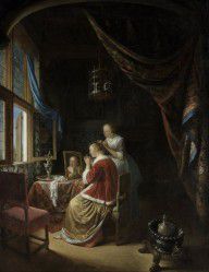 Gerard Dou A Young Woman at her Toilet 