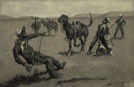 Frederic Remington - Teaching a Mustang Pony to Pack Dead Game, ca. 1890