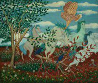 Lawrence H. Lebduska - Wild Horses and Owl, 1938