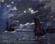 Claude Monet A Seascape  Shipping by Moonlight 