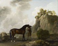 George Stubbs The Marquess of Rockingham's Arabian Stallion (led by a Groom at Creswell Crags) 