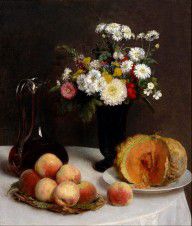 Henri Fantin-Latour Still Life with a Carafe2C Flowers and Fruit 