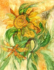 17341688 sun-spirits-sunflower-and-dragonfly-carol-cavalaris