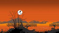 12288503_Abstract_Florida_Everglades_Tropical_Birds_Sunset_Landscape_-_Large_Pop_Art_Nouveau_-_Panor
