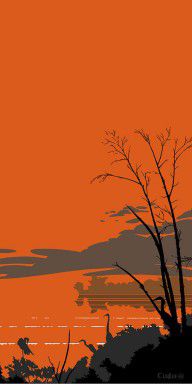 12298923_Abstract_Tropical_Birds_Sunset_Large_Pop_Art_Nouveau_Landscape_3_-_Left_Side