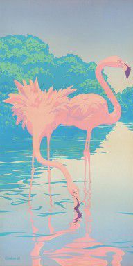 1370907_abstract_Pink_Flamingos_retro_pop_art_nouveau_tropical_bird_80s_1980s_florida_painting_print