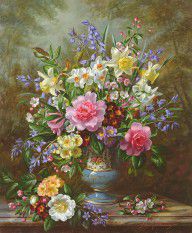 14950470_Bluebells_Daffodils_Primroses_And_Peonies_In_A_Blue_Vase