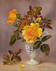 14951173_Orange_Roses_In_A_Blue_And_White_Jug