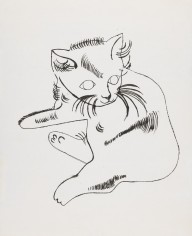 Andy Warhol-Reclining Cat (Samsam). Um 1956.