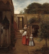 Woman and Child in a Courtyard-ZYGR1173