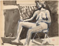 Untitled [female nude in a hat seated in a folding chair]-ZYGR122796