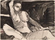 Untitled [female nude seated on striped fabric]-ZYGR122117