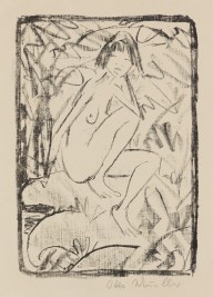 Otto Mueller-Sitzende, von Blattwerk umgeben (helle Fassung). 1923.