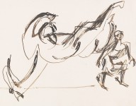 Ernst Ludwig Kirchner-Reiterin vor einem gest�rzten Pferd. Um 1928.