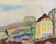 Gabriele M�nter-Landschaft mit gelbem Haus. 1916.