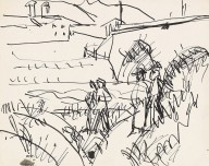 Ernst Ludwig Kirchner-Spazierg�nger bei einer Br�cke. Um 1922.