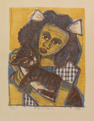 Otto Dix-M�dchen mit Katze II (Kopf Schr�g). 1956.