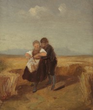 Carl Spitzweg-Bub und M�dchen im Kornfeld.  Um 1840.