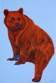 Helmut Koller-Red Bear on Light Blue background  2009