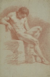 126322------Academic Drawing of a Nude Man Seated with his Head Bowed_Allan Ramsay