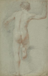 126323------Academic Drawing of a Nude Man with his Right Knee Bent, Seen from the Rear_Allan Ramsay