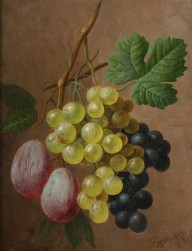 ，Robert Caspers Still life of peaches, grapes, plums and melon, 38.5 x 59cm.Attributed to Georgius J