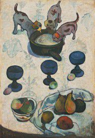 【法国】保罗·高更Paul_Gauguin_-_Nature_morte_avec_trois_petits_chiens_-_Width_ 62.6 cm (24.65 in). Height_ 9