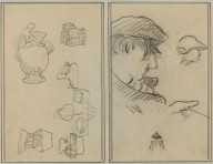 Studies of Jugs and Vases; A Man with Moustache and a Boy with a Hat [recto]-ZYGR74257