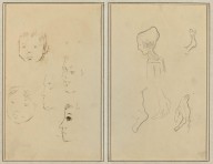 Two Studies of a Child's Head; Two Studies of a Child's Head, a Woman in Profile, and a Man Wrestlin