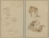 Five Sheep; Head of a Woman and Head of a Bearded Man [recto]-ZYGR74253