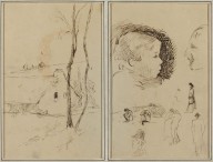 Landscape with a Cottage; Profile of Boy, Profile of Man, Two Women in a Landscape, and Five Other S