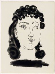Woman with Curly Hair (plate, folio 56) from the illustrated book Vingt poëmes_(Print executed 1947)