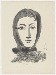 Woman with Scarf (plate, folio 36) from the illustrated book Vingt poëmes_(Print executed 1947)
