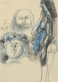 Pablo Picasso-Nu debout et trois têtes d’hommes  4-5 February 1969  1969