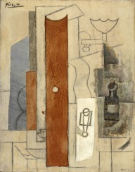 181733------Guitare, bec à gaz, flacon [Guitar, Gas-jet and Bottle]_Pablo Picasso