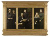 Edmond Van Hove - Triptych with portraits of the artist and his family